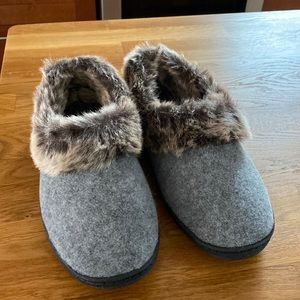 Acorn Faux Chinchilla Trim Slippers